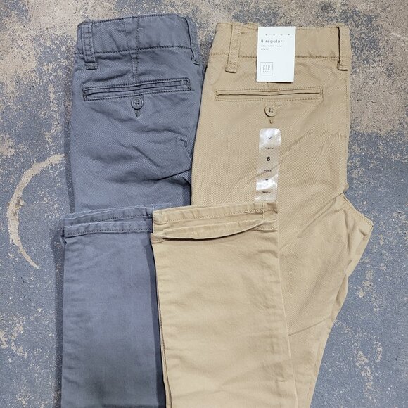 Gap Other - Lot of GAP Kids Boys Size 8 Gray Tan Chino Khaki Dress Pants Adjustable Uniform